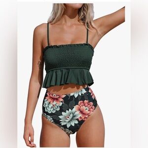 🌸CUPSHE High-Waist Ruffle Bikini – Size Large🌸
